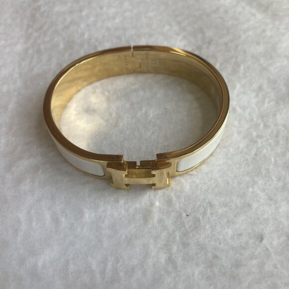 NWT Clic Enamel Bracelet Blanc White Gold, size Small - Picture 3 of 7